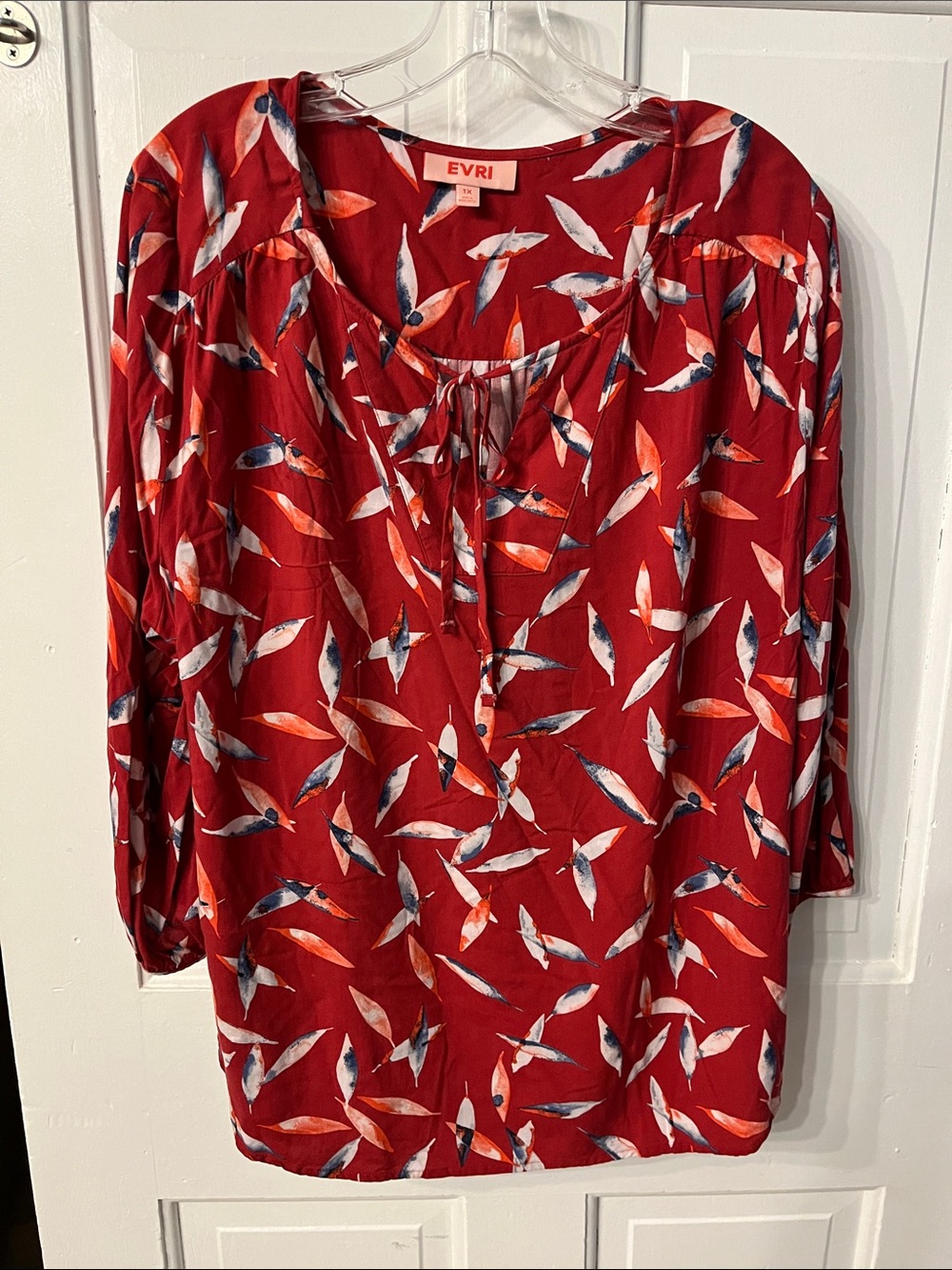 EVRI Print Blouse size 1X Long Sleeves